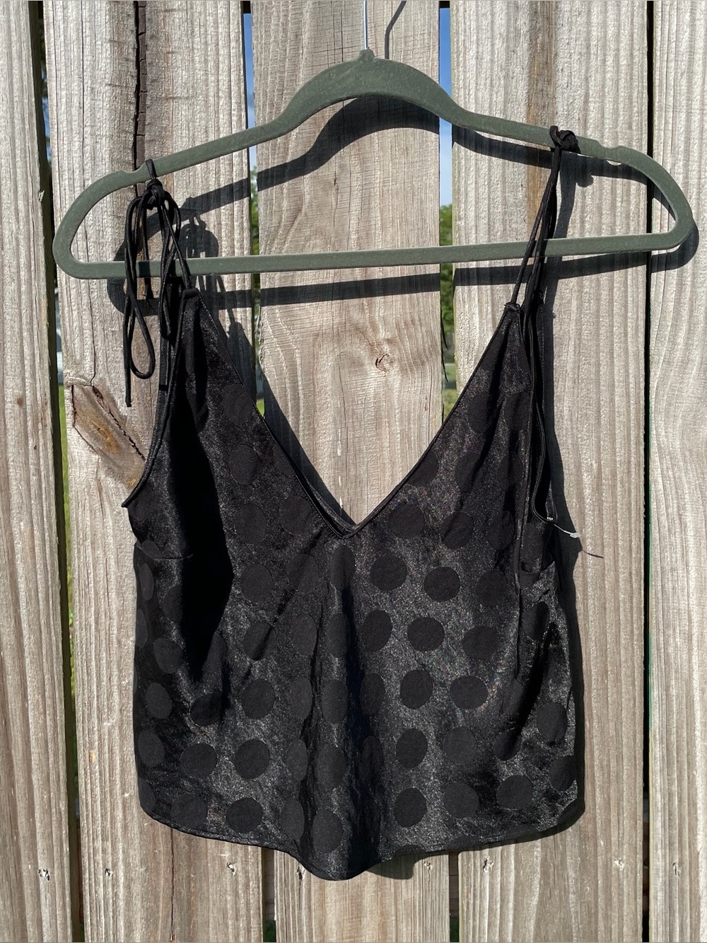 Victoria's Secret Black Polka Dot Crop Camisole Tank Top - M